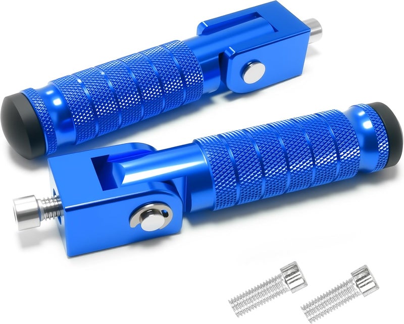 VUOZIP M8 Universal CNC Motorcycle Foot Pegs Degree Foldable Bike Pegs Aluminum Fit Electric Car Motorbike Scooter Mini Bike Ebike Dirt Bike Go Kart Honda Yamaha Suzuki Aprilia Super73 (Blue, Type A) - Image 1
